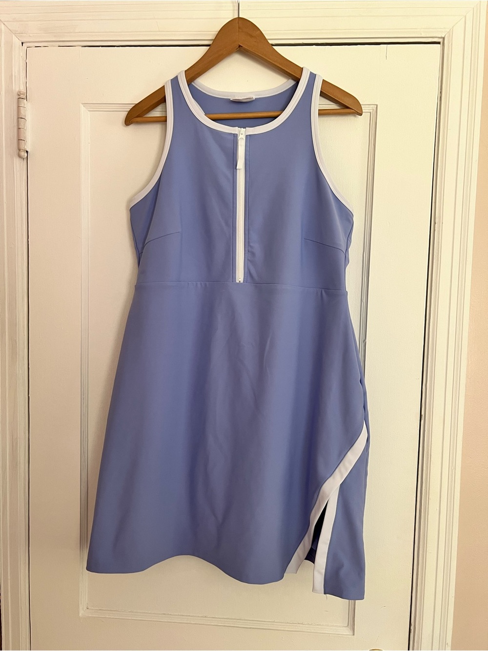 Periwinkle Athleisure Mini Dress with Zip Front